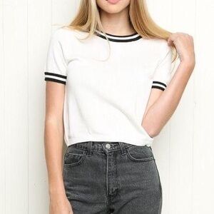 Brandy Melville Ingrid Knit Crop Top Size XS in Black and Cream